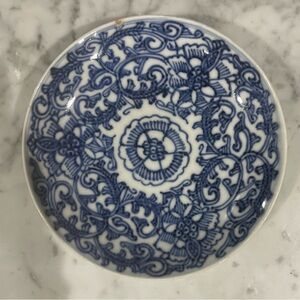 Blue and White Floral Ceramic Plate